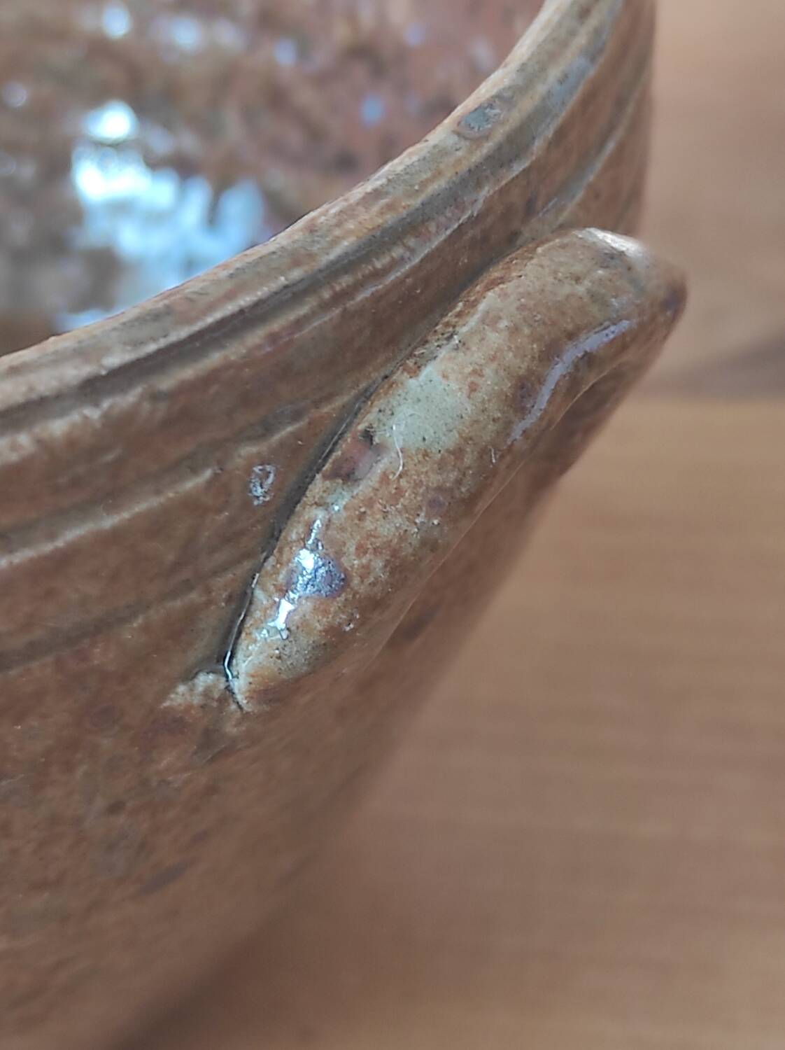 Old bowl in glazed ceramic