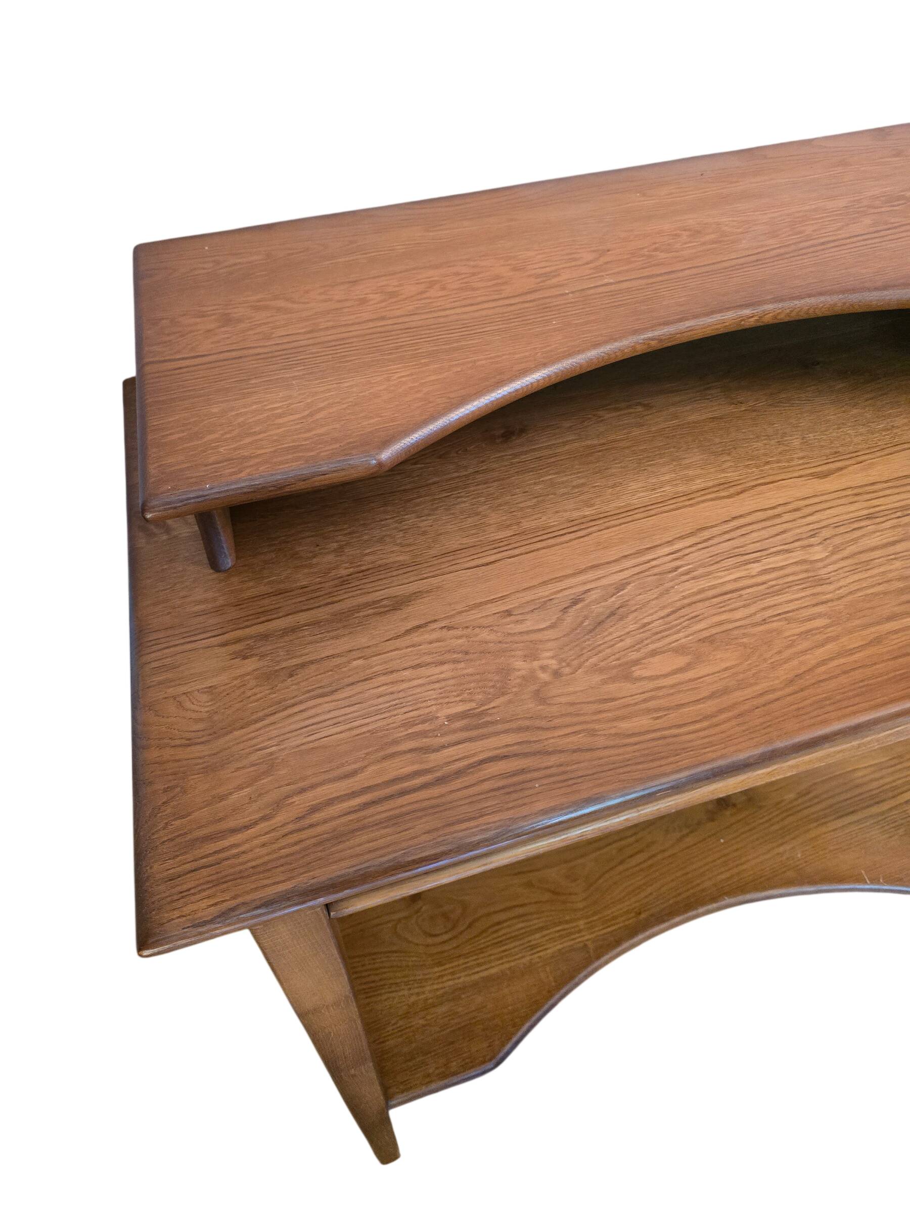 Vintage oak desk with raised top, 1970s.