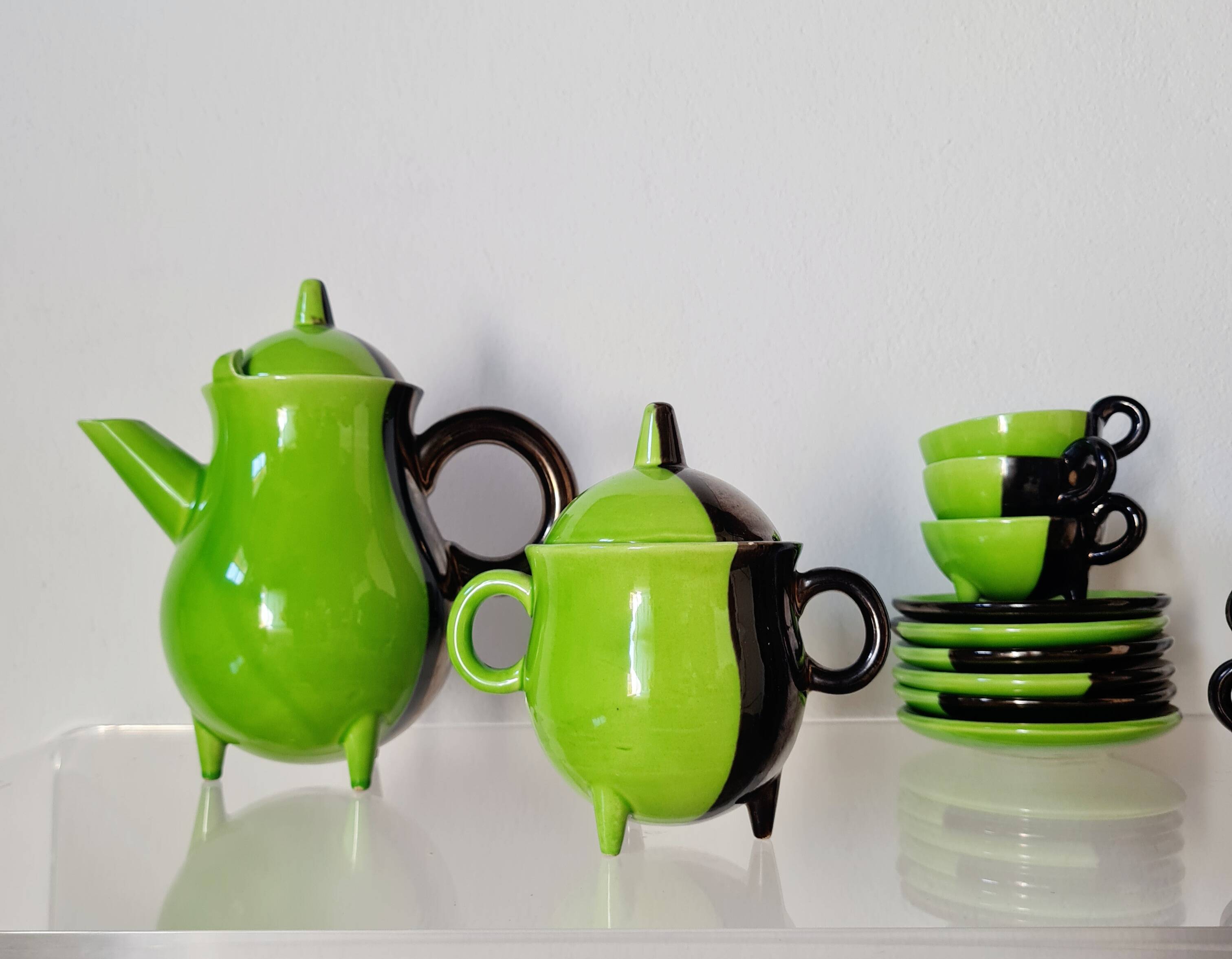 Coffee service Vallauris 1950s green – Lucchesi – vintage design
