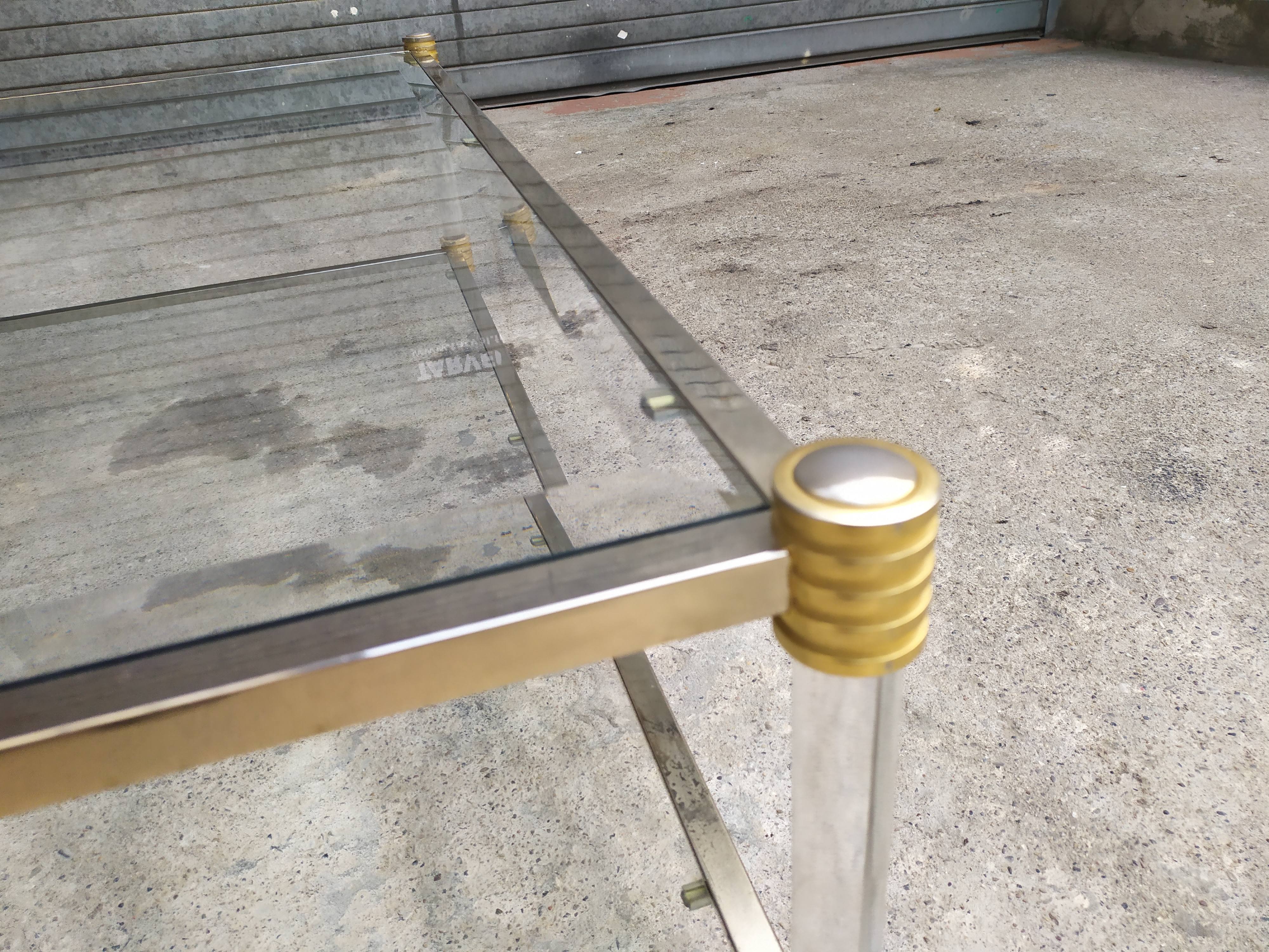 Table basse double plateau verre vintage