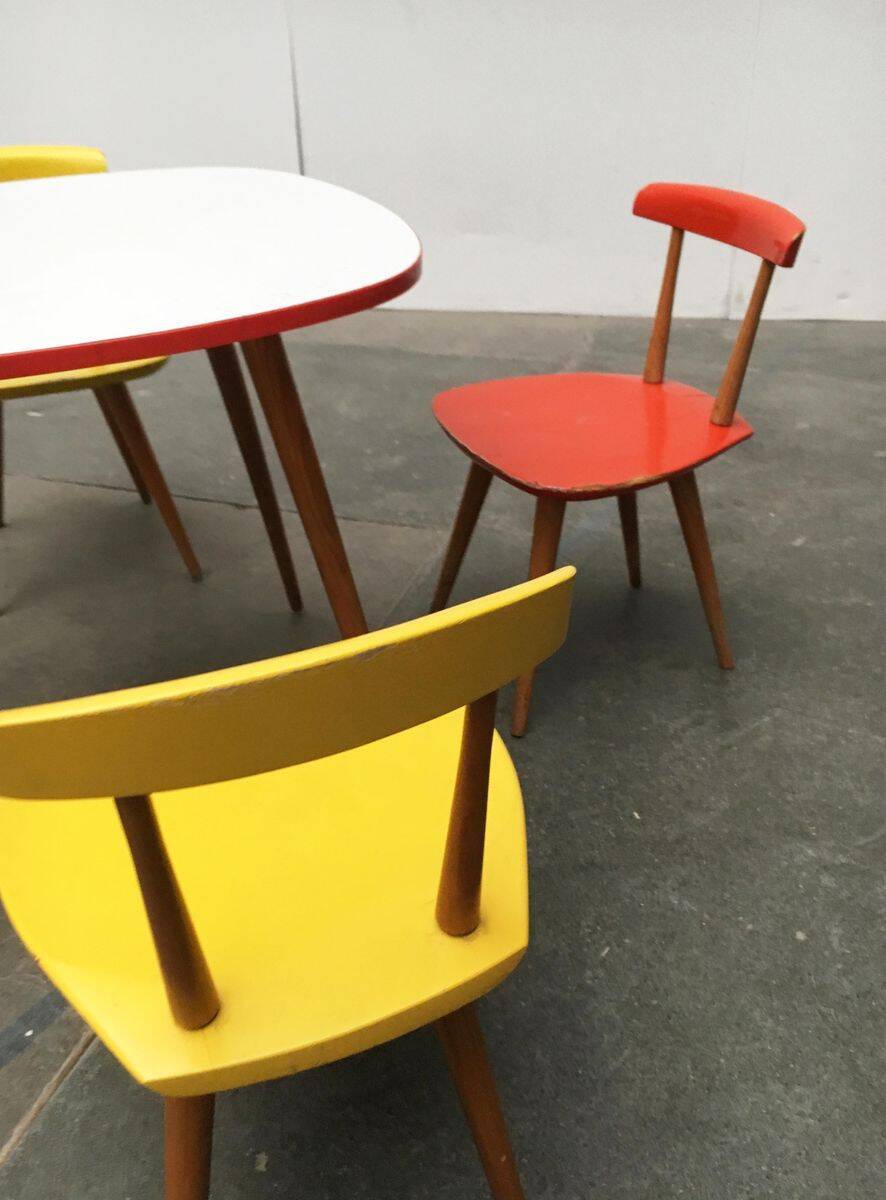 Children's table and chair set by Karla Drabsch for Kleid & Raum, 1950s, set of 5.