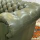 1970s Green Leather 3 Seater Chesterfield Sofa