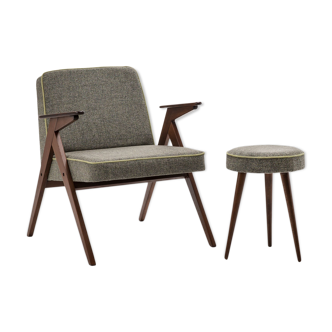 Type 300-177 BUNNY armchair with footstool (gray fabric)