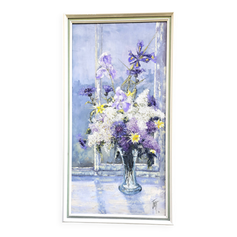 Still life painting bouquet of lilac painter Robert Josset