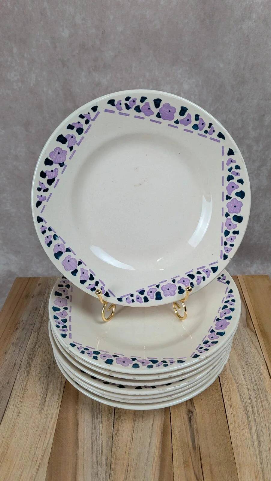 Set of 8 dessert plates Longchamp Terre de Fer model Cannes