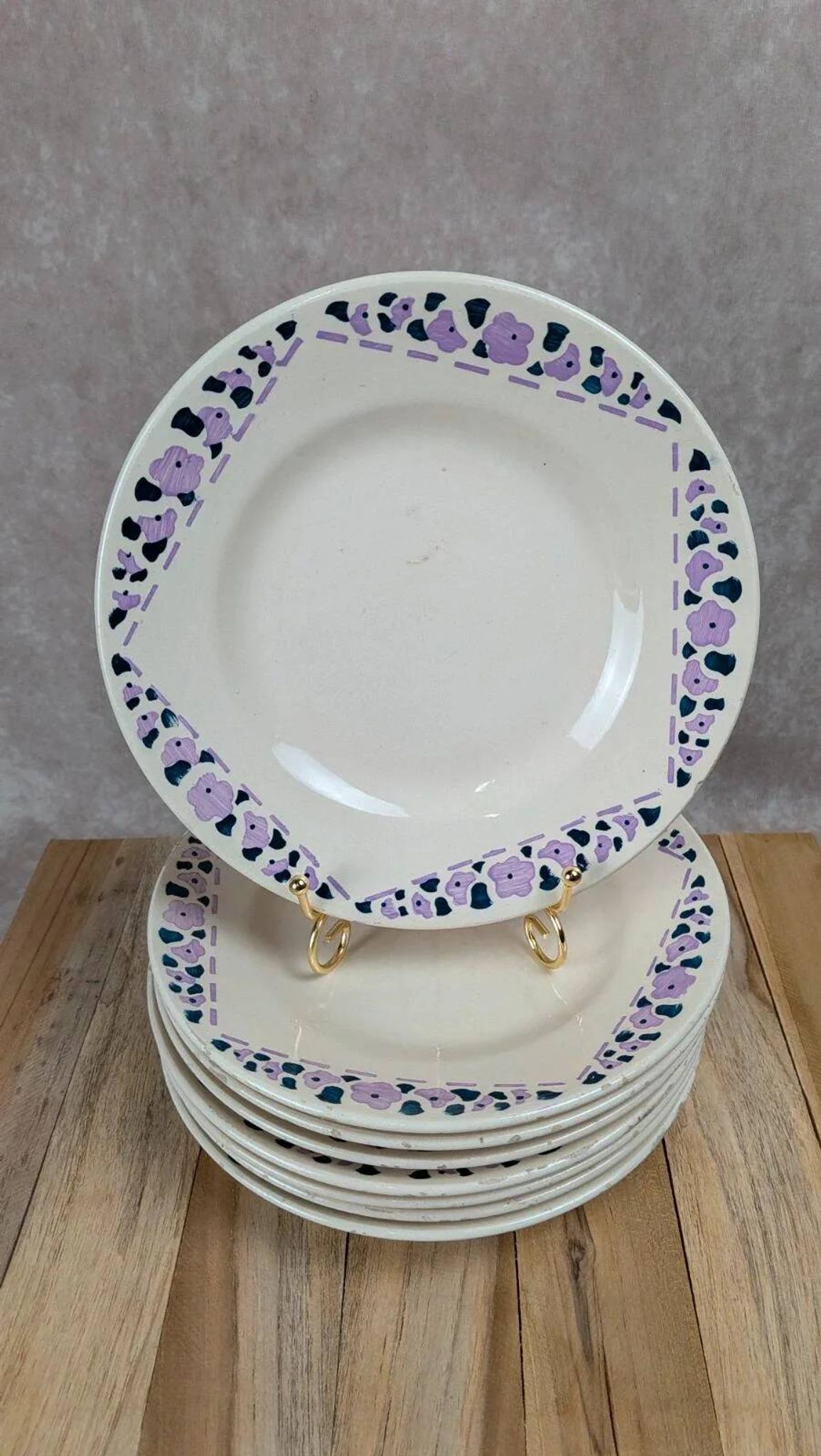 Lot de 8 assiettes à dessert Longchamp Terre de Fer modèle Cannes