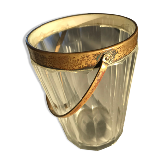 Glass and brass ice bucket