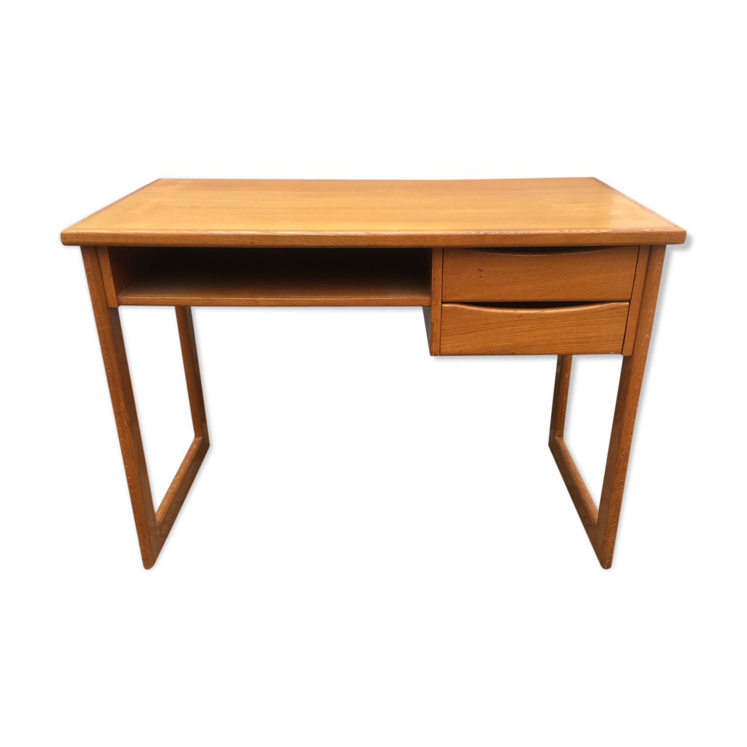 Vintage desk with Scandinavian-style wooden sled feet