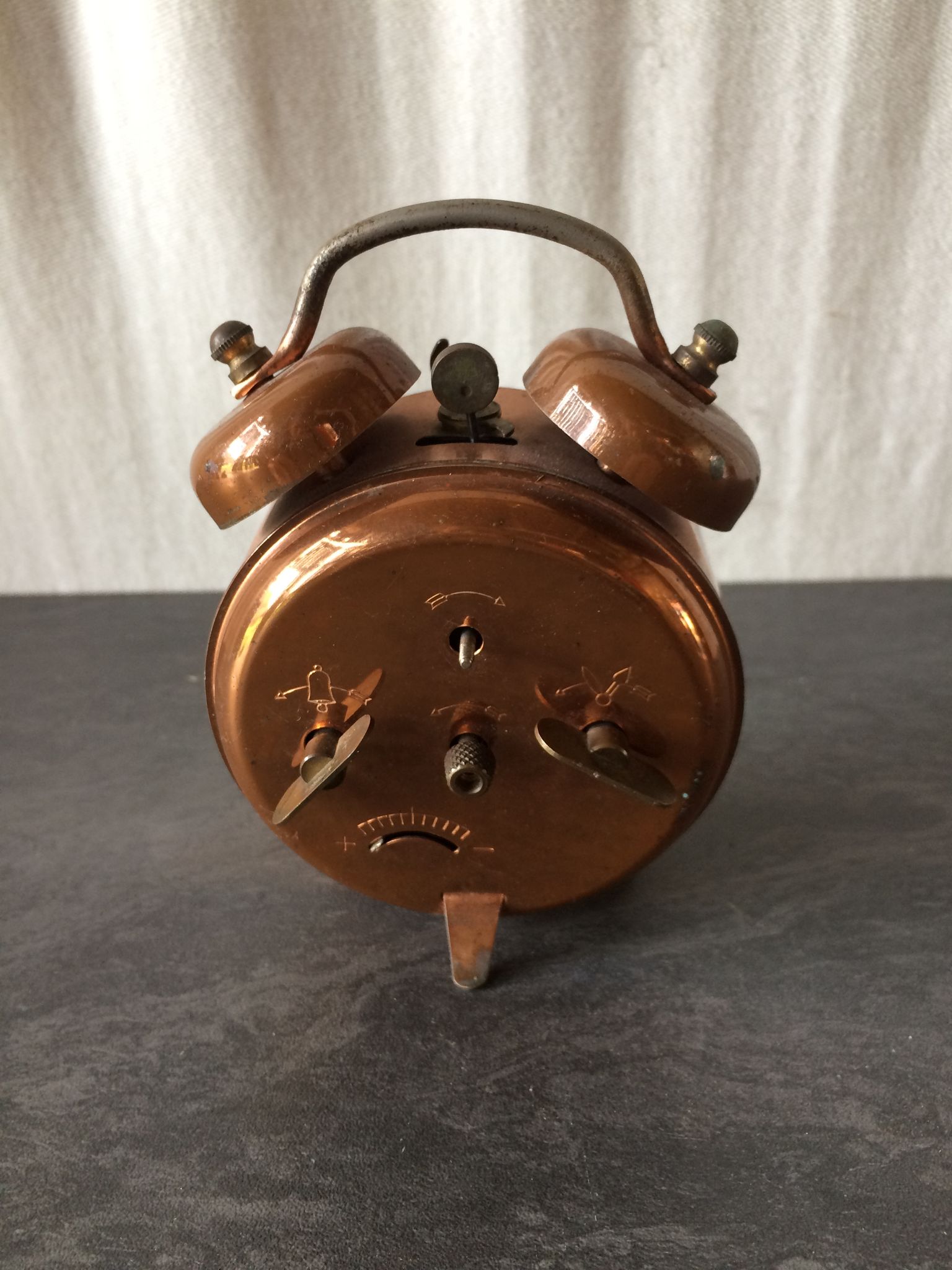 Réveil Japy cuivre décoration années 70 vintage