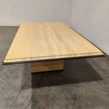 Vintage travertine and brass coffee table by Fedam, 1970s