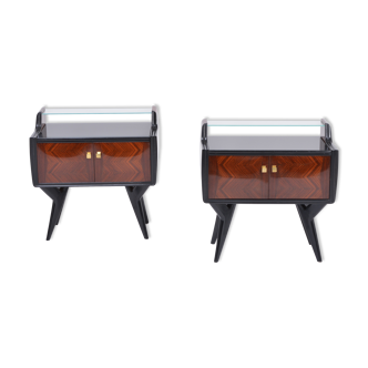 Pair of Italian Midcentury Nightstands with Sculptural Base
