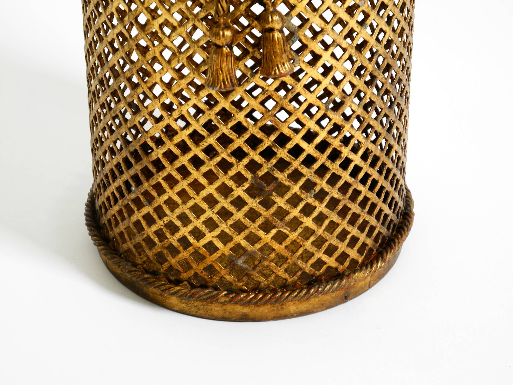 Mid Century Italian Regency Gilt Metal Waste Paper Bin from Li Puma