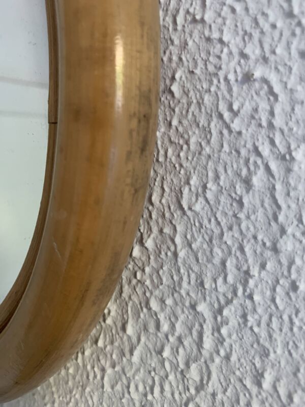 Miroir vintage 1970 pomme rotin osier fruit - 35 x 32 cm