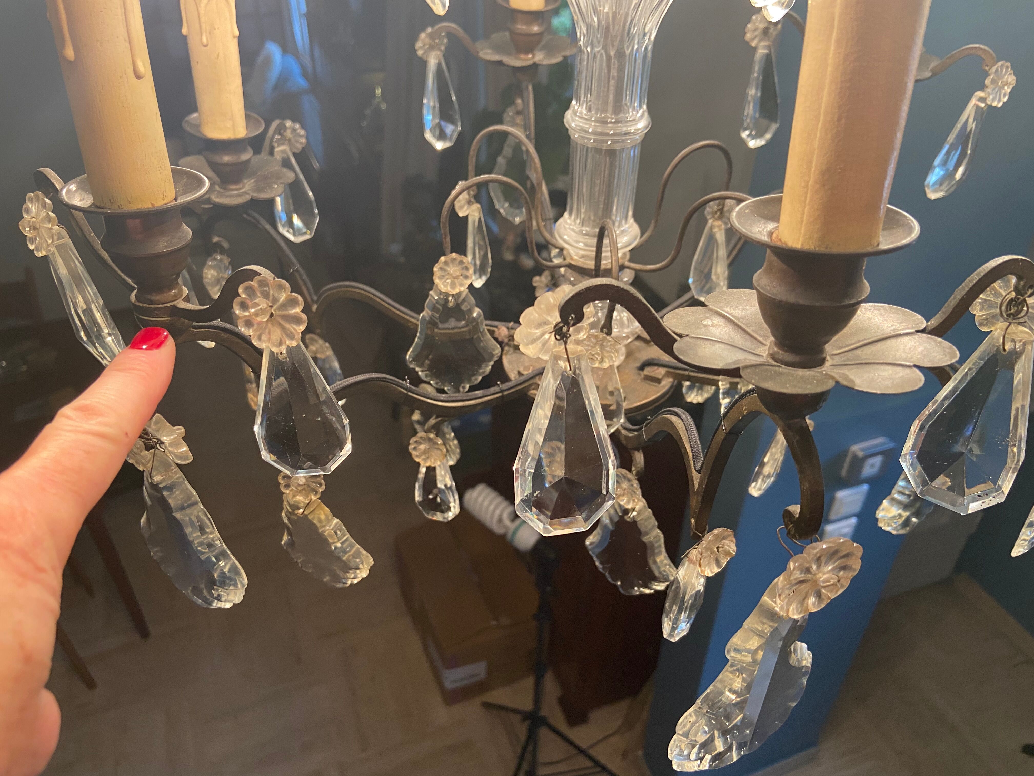 Grapevine chandelier NINETEENTH bronze and crystal