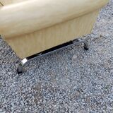 Armchairs and sofa of the 60s/70s in moleskine and chrome base on springs