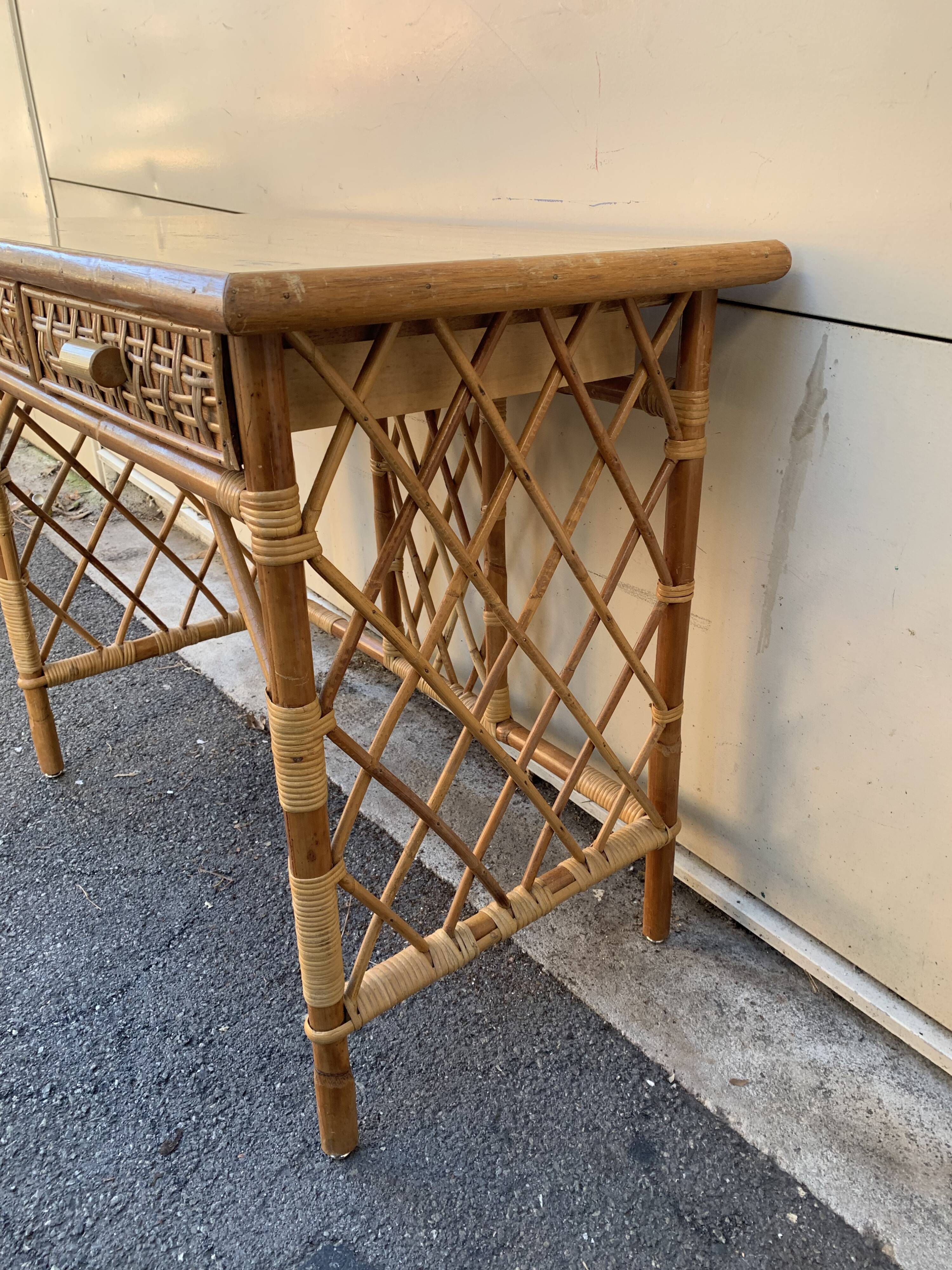 2-drawer rattan desk from the 1970