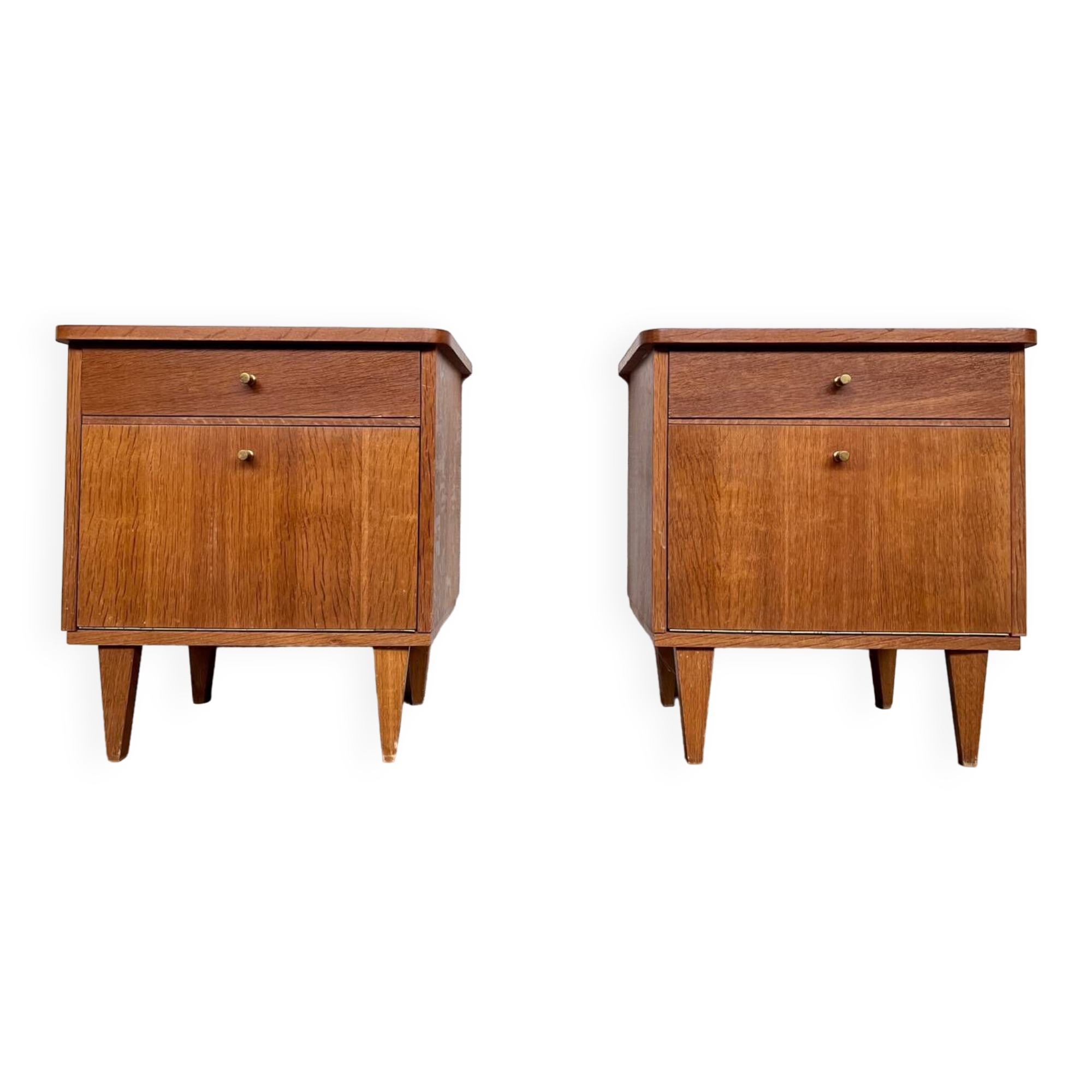 Pair of vintage oak bedside tables, 1960s