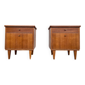 Pair of vintage oak bedside tables, 1960s