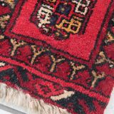 Tapis vintage fait main Ersari – 25 x 31 cm – Rouge éclatant - 1C969