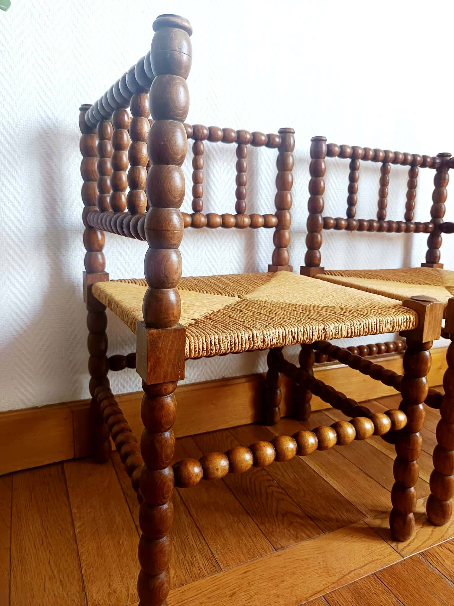 Paire de chaises bobin dites "coin de feu", Hollande