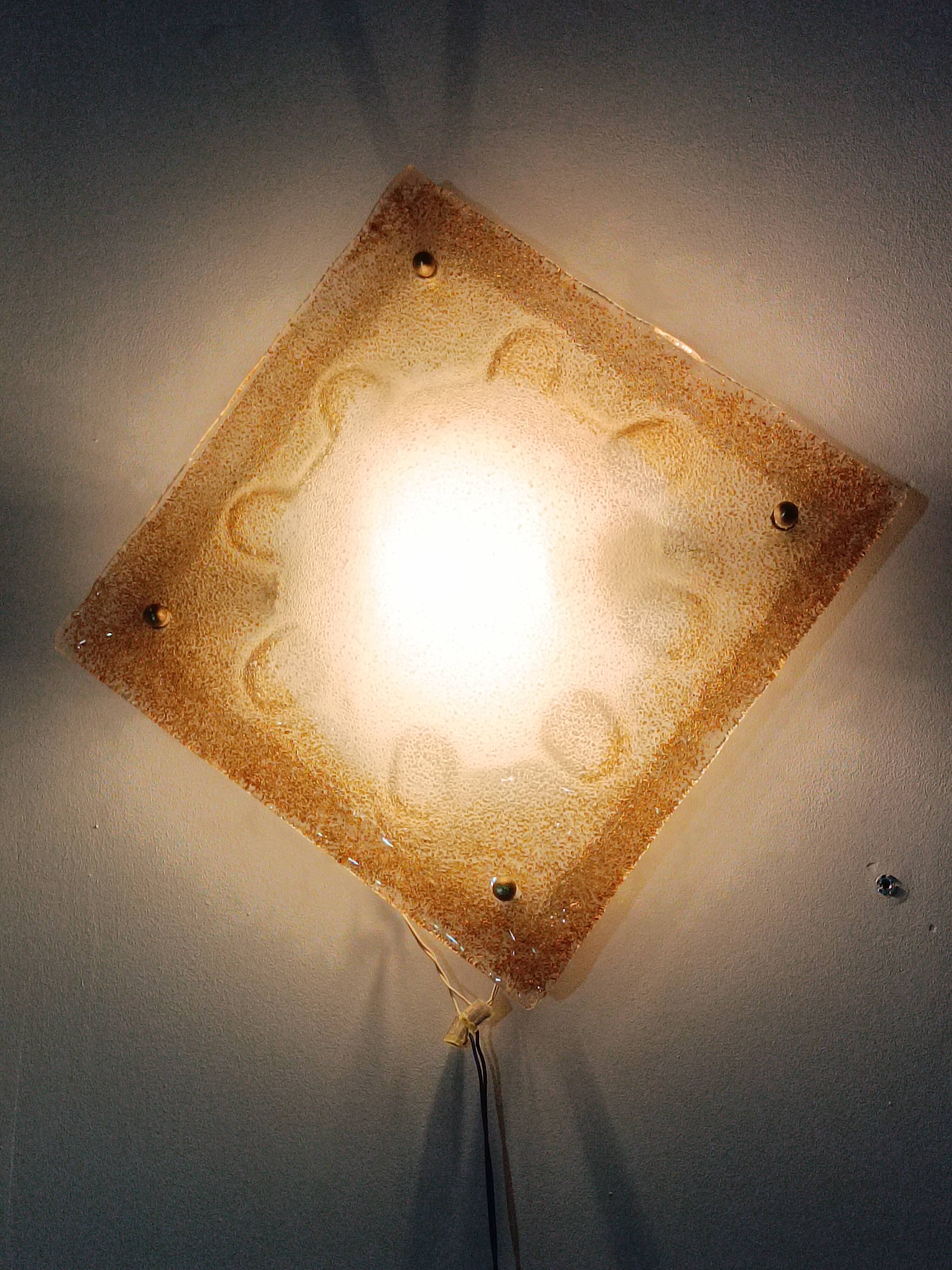 Important Murano glass wall light by Mazzega, 1970s.