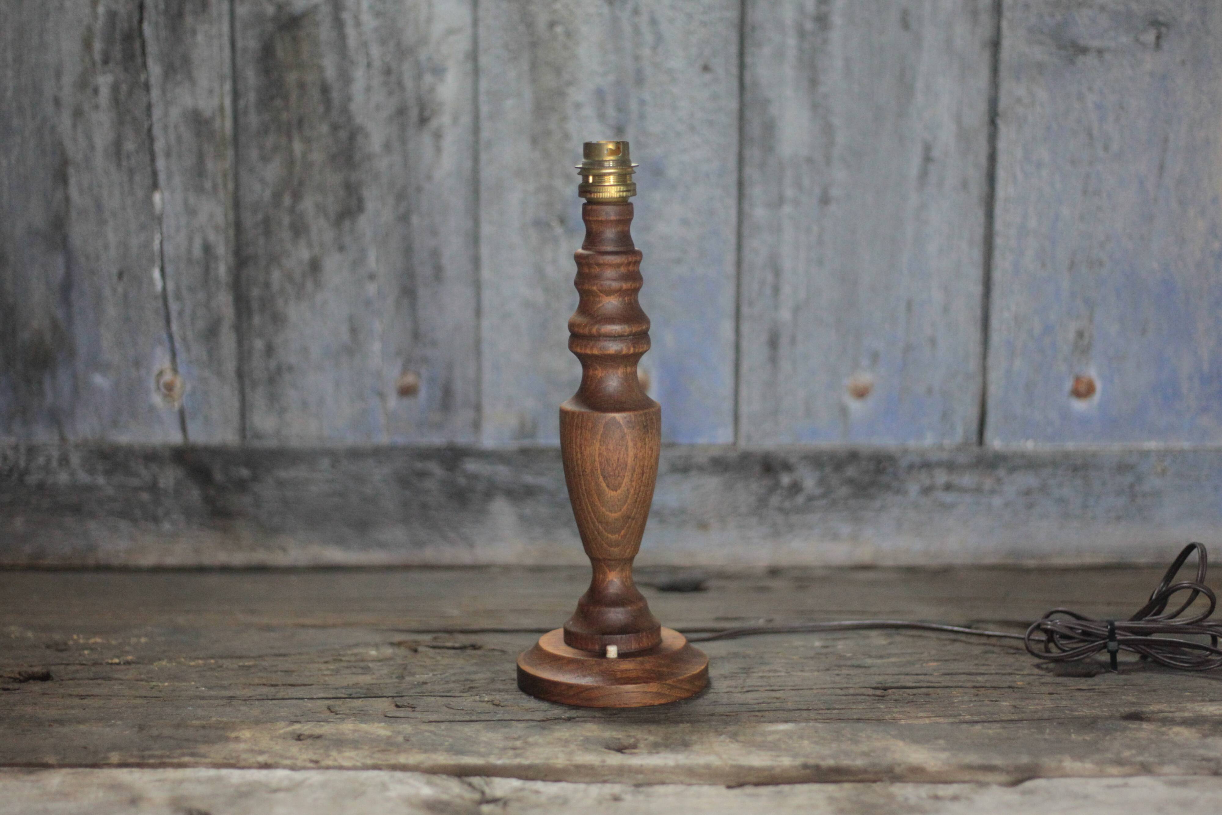 wood lamp, vintage wooden lamp base, table lamp, living room lamp