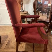 fauteuil de bureau en acajou et velours rouge