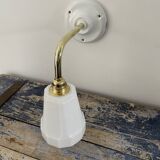 Wall lamp in white opaline and ceramic