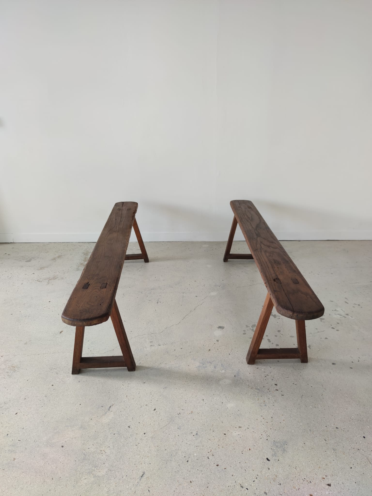 Pair of solid oak benches