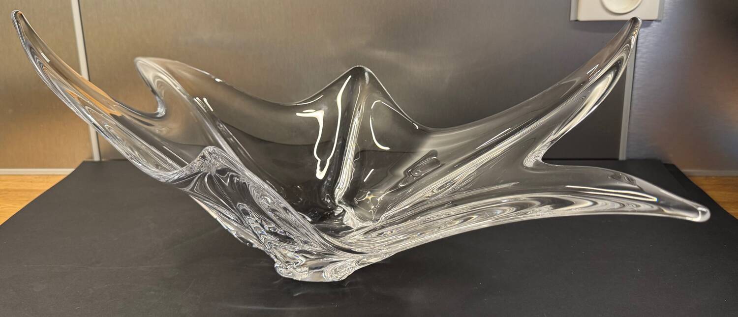 Large vintage sculptural crystal platter from the 1950s/60s