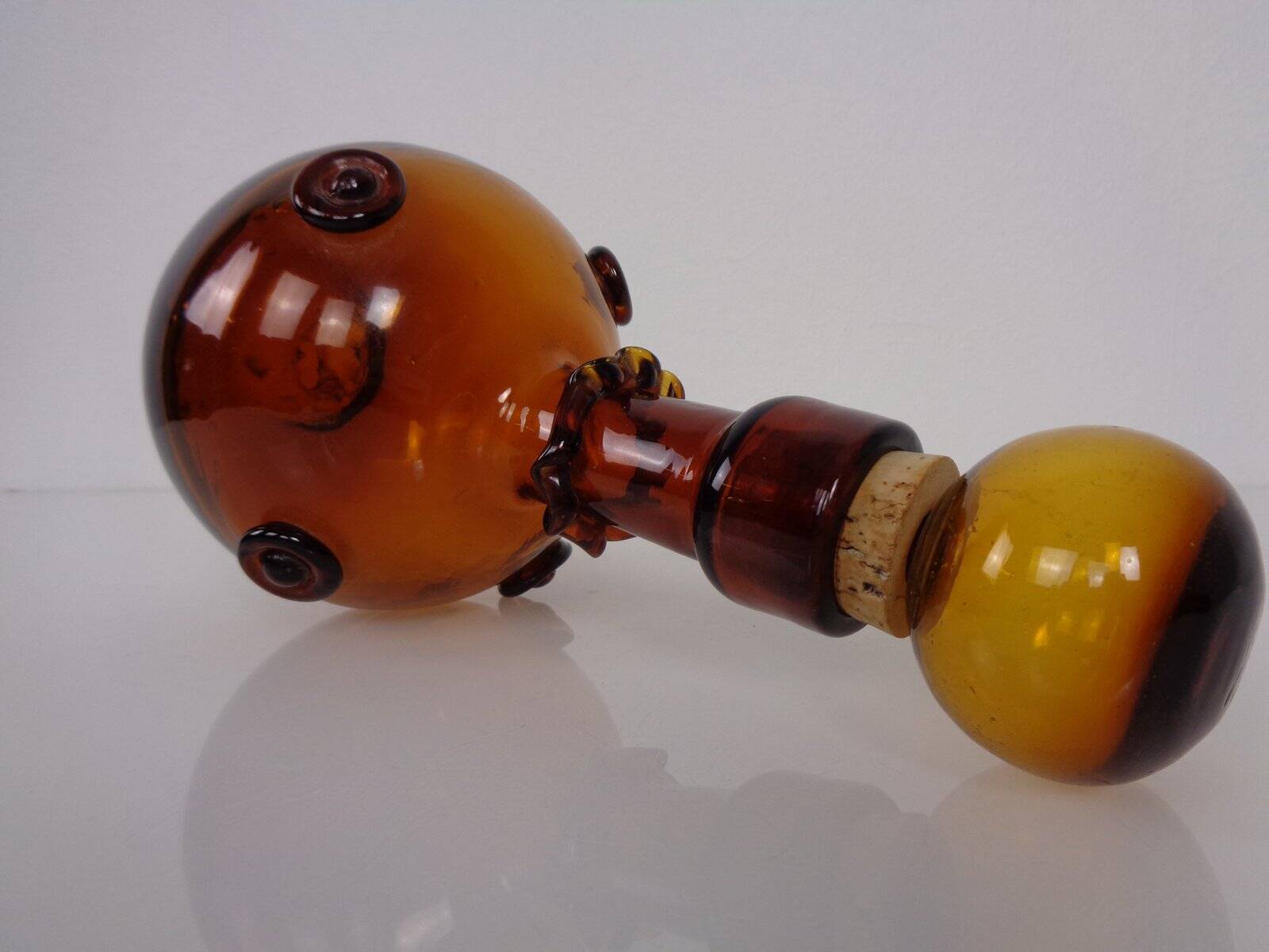 Italian amber glass decanter with stopper, 1960s