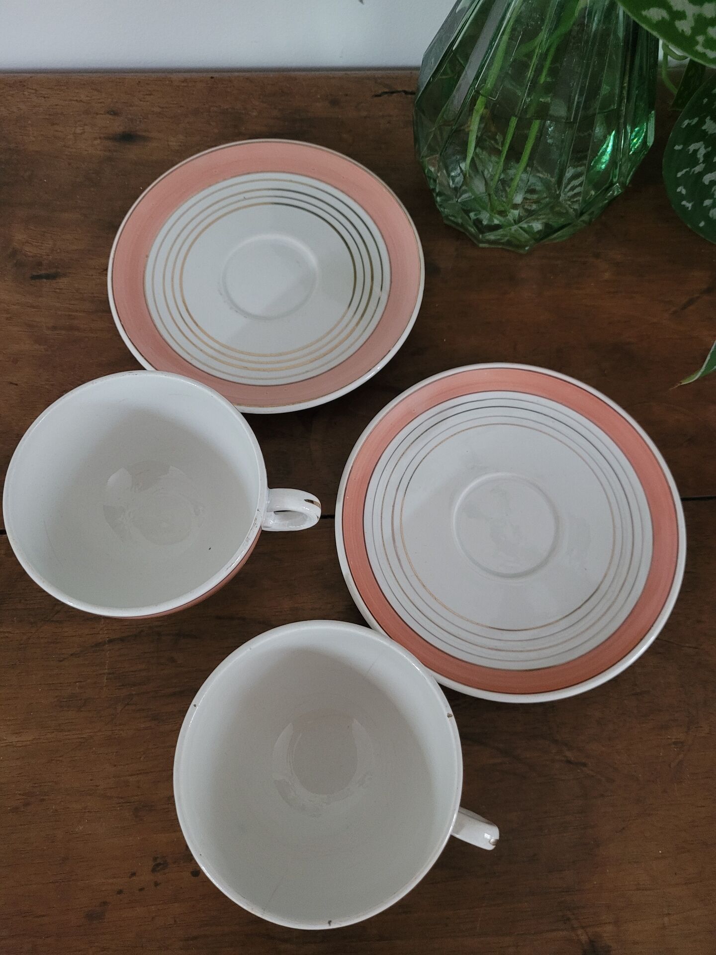 Set of 2 cups with saucers Luneville