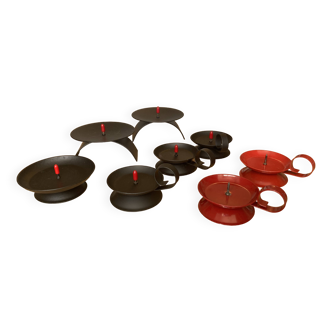 Black and red metal candle holders from the 2000s