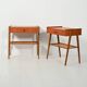 Pair of Scandinavian bedside tables in teak with Vienna cane