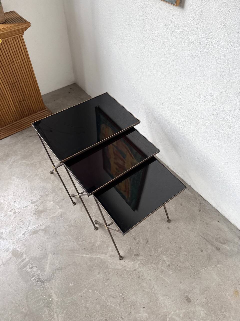 Adnet 1950s nesting tables trio