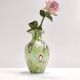Millefiori Green Murano Glass Vase with Murrines and Gold Leaf, Italy