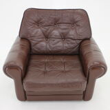 1970s Danish Brown Leather Armchair, Denmark