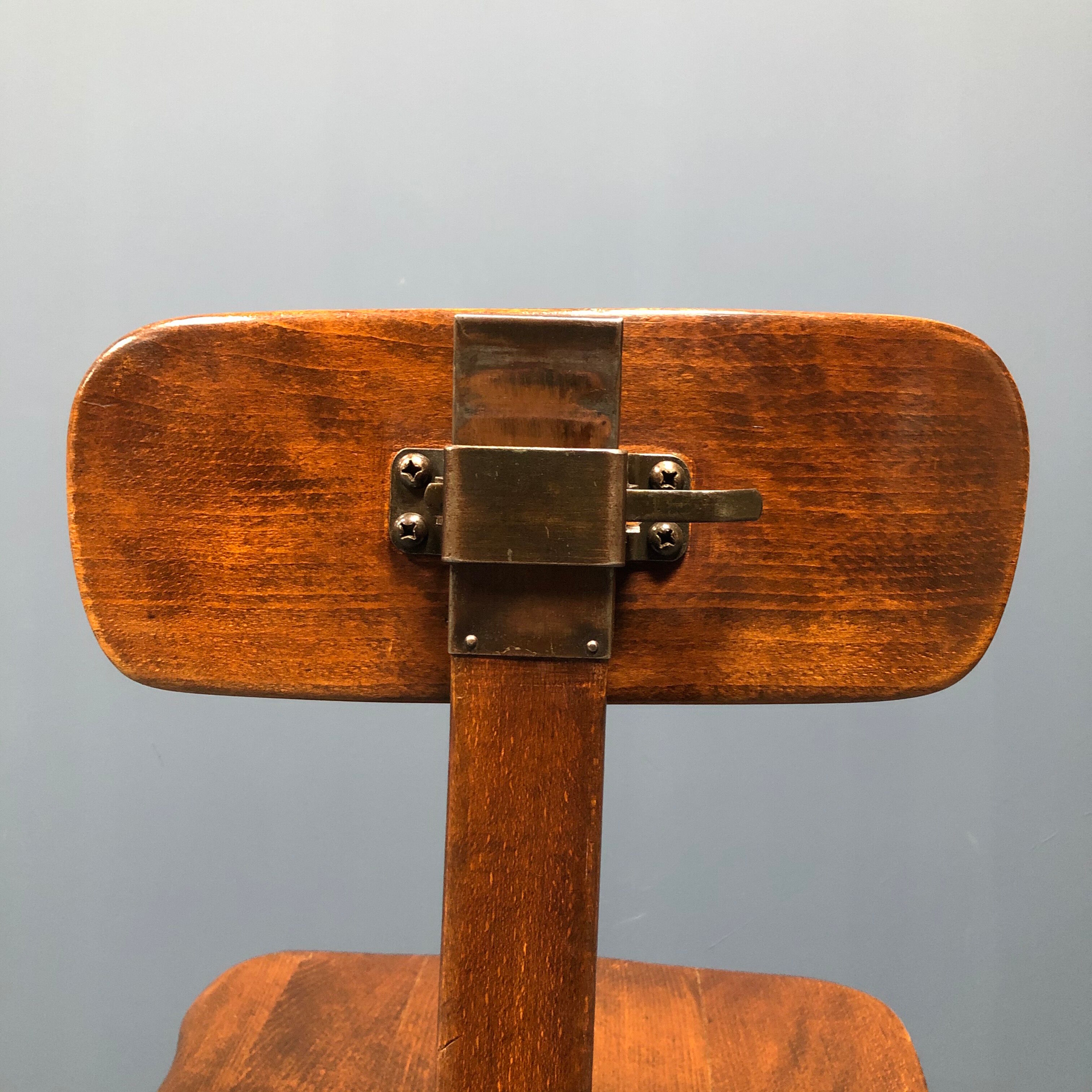 Brown beech wooden Albert Stoll atelier or desk chair from the 1920s