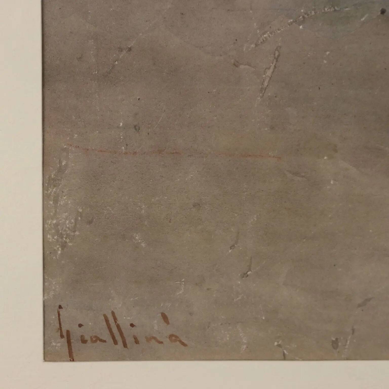 Old painting signed Angelos Giallinas, watercolour on paper from the 1800s.