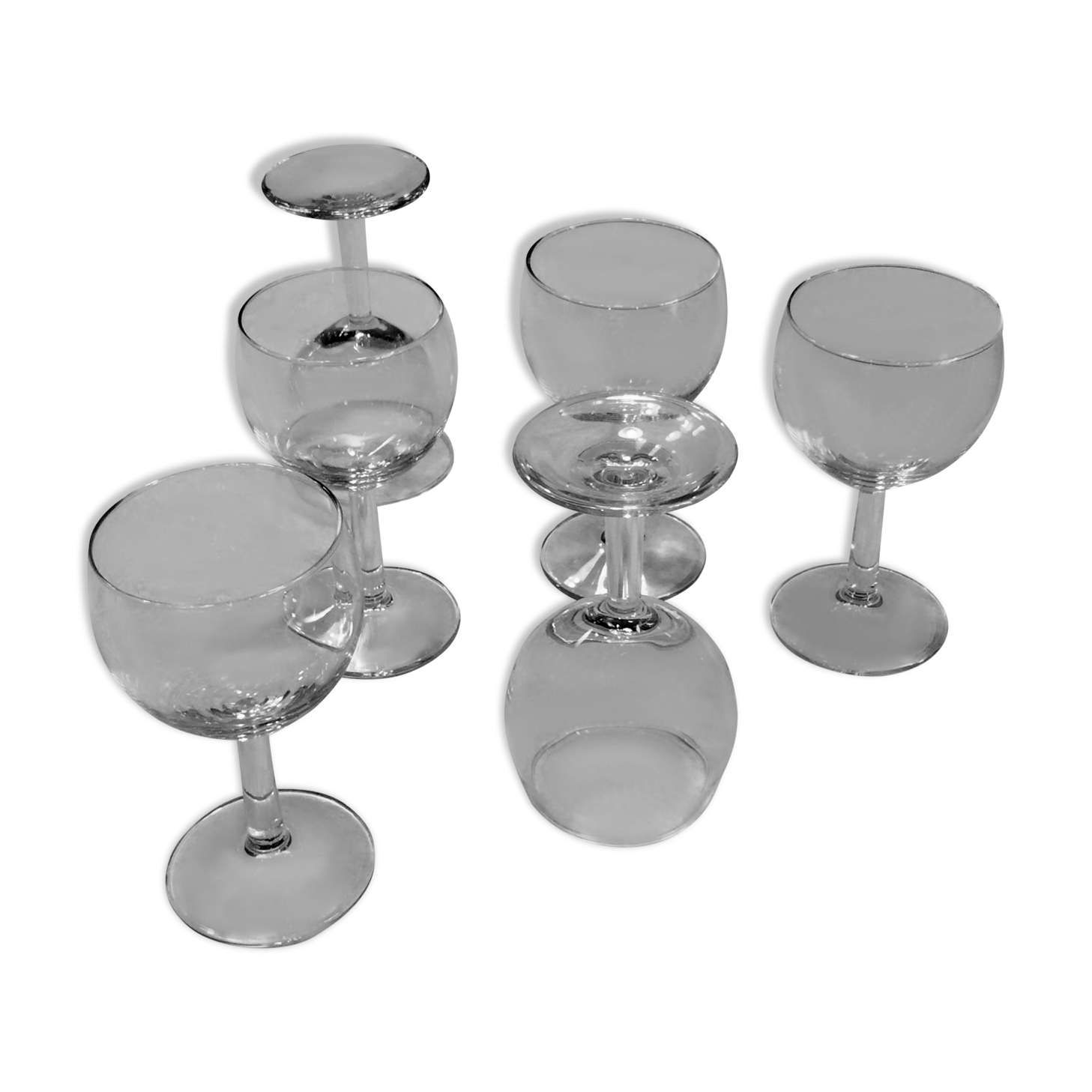 Six old balloon glasses