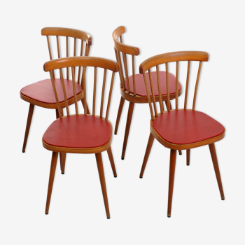 Suite de 4 chaises à barreaux scandinave années 50