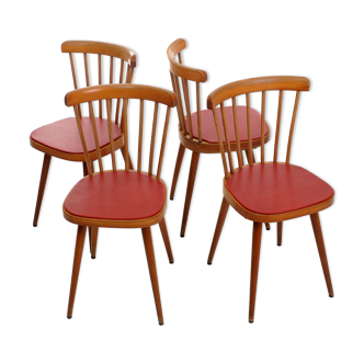 Suite de 4 chaises à barreaux scandinave années 50