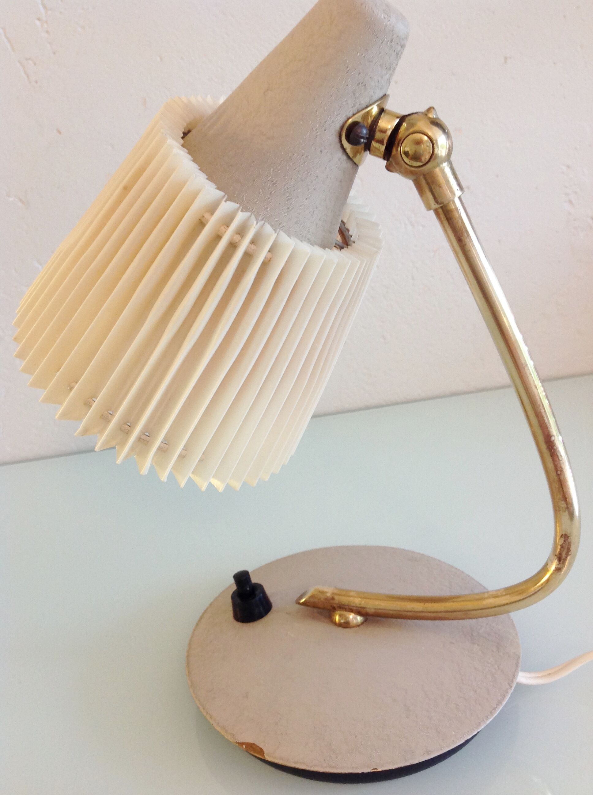 Bedside lamp with pleated day blinds, vintage 60