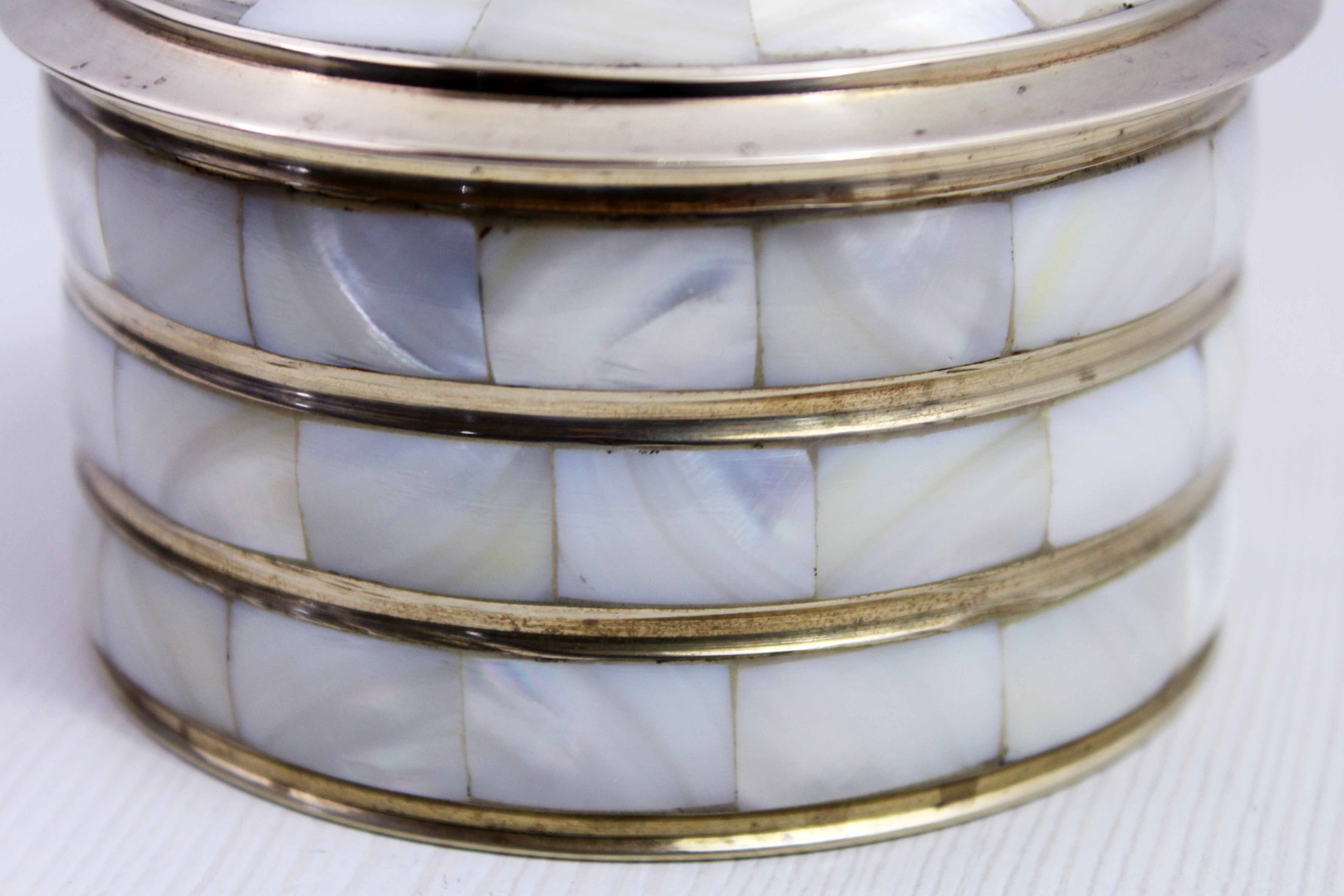 Vintage box in brass and mother-of-pearl