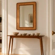1970s Mid-Century Rattan and Pencil Reed Large Mirror, Spain