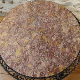 Wrought iron round coffee table and marble top
