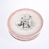 Set of 8 old talking plates - Digoin