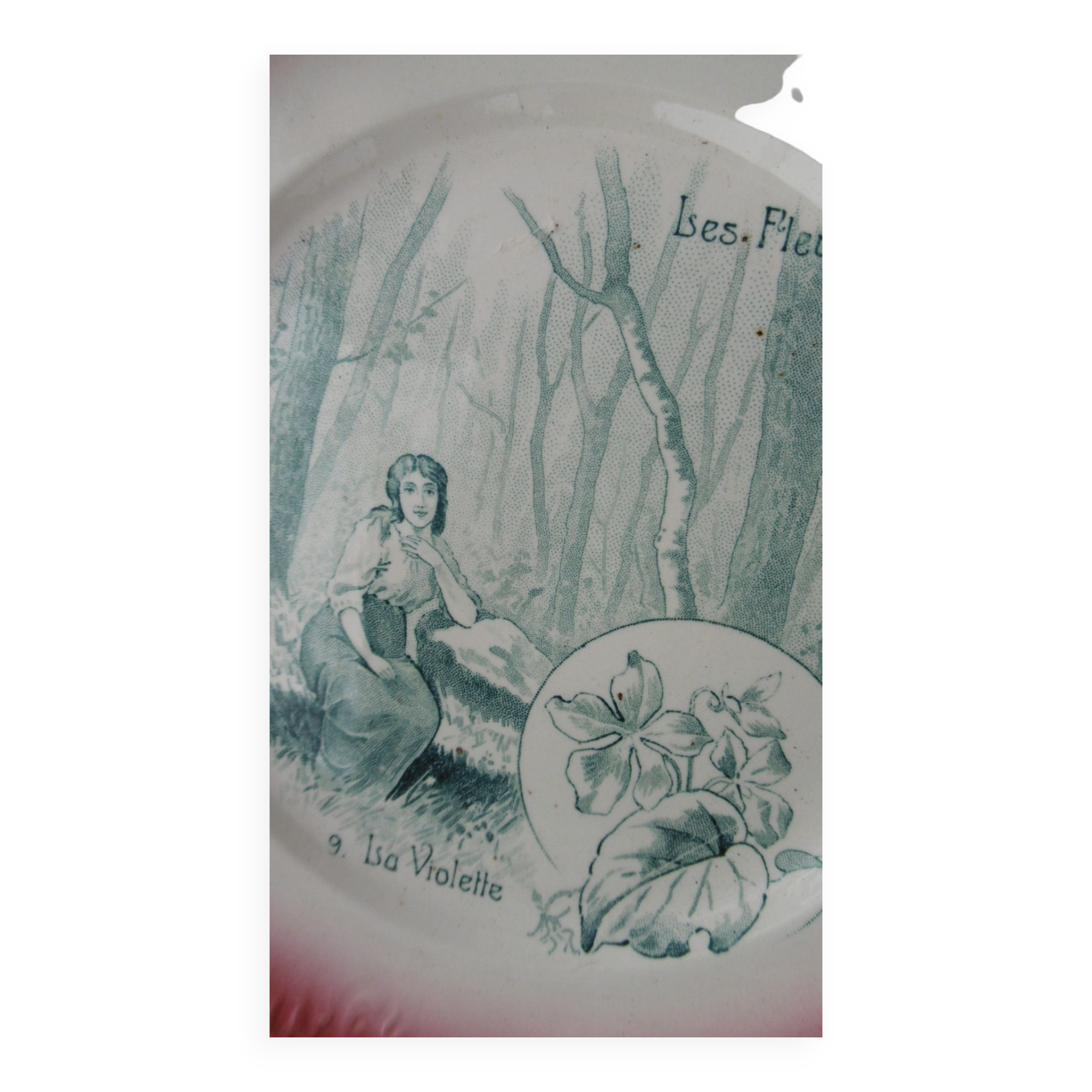 Digoin Sarreguemine talking plate old earthenware