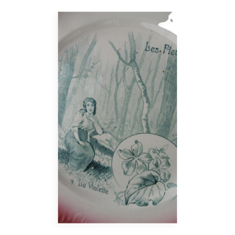 Digoin Sarreguemine talking plate old earthenware