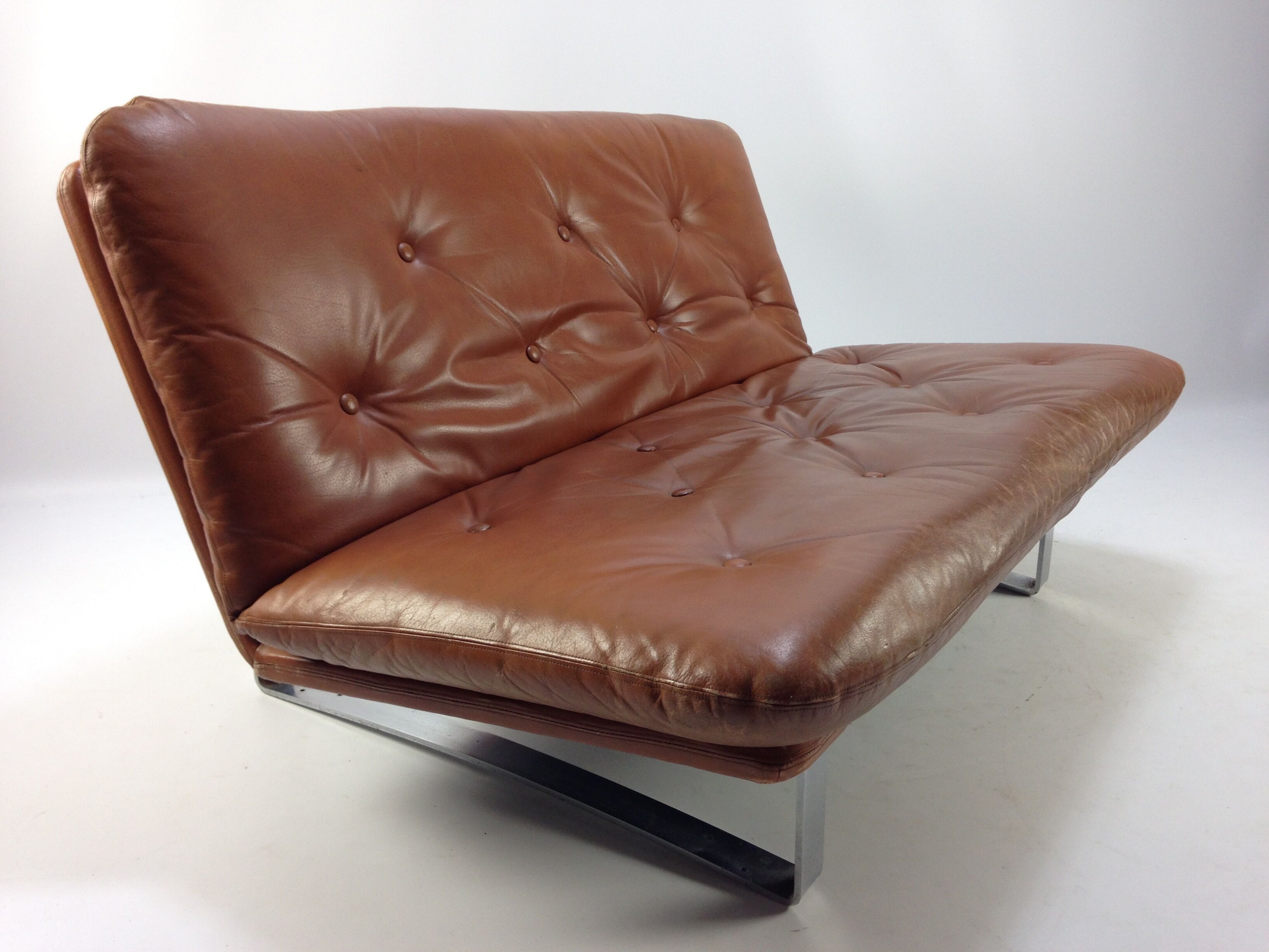 Vintage Leather Sofa by Kho Liang Ie for Artifort, 1960s